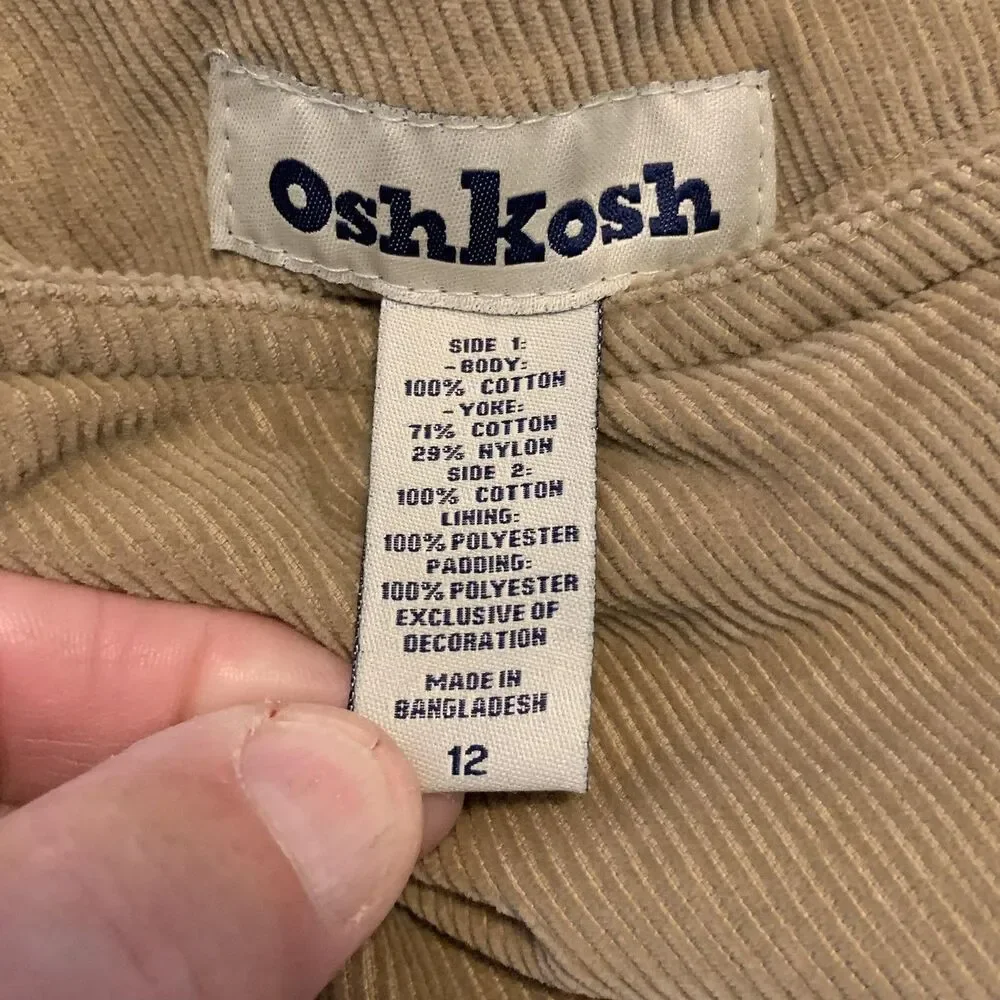 OshKosh Vest Boys 12 Tan Corduroy Reversible Camo Quilted Puffer‎ Jacket